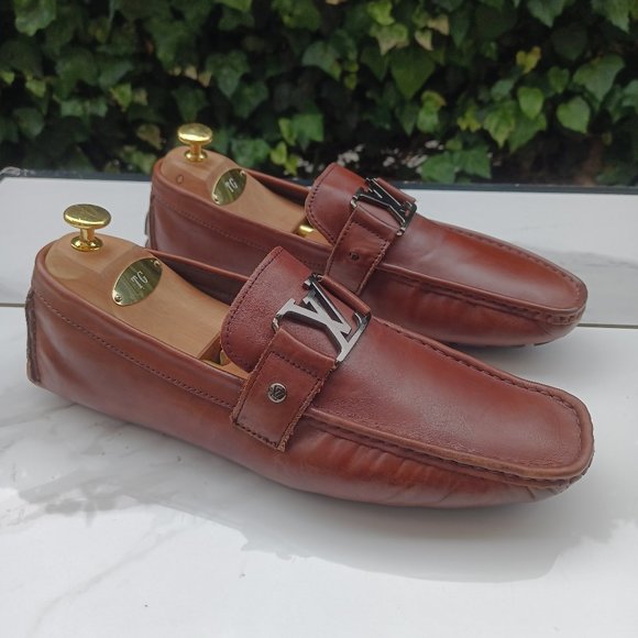 Louis Vuitton Other - Louis Vuitton Leather Drivers Slip On LV Loafers Russet Brown Men's Size 9